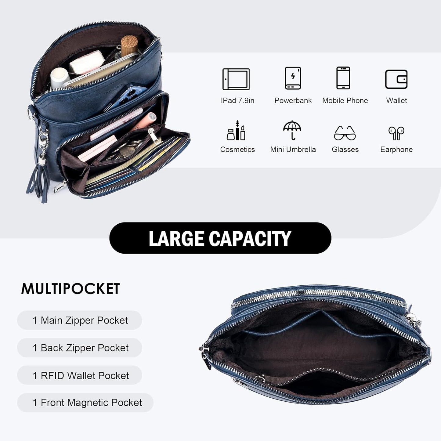 Crossbody Purse for Women,Lightweight Medium Crossbody Bag Soft Leather Women's Shoulder Handbags with Tassel