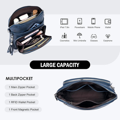 Crossbody Purse for Women,Lightweight Medium Crossbody Bag Soft Leather Women's Shoulder Handbags with Tassel