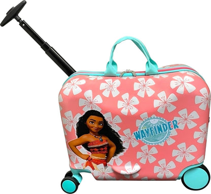 Fast Forward Ride-On 18" Suitcase For Kids/Tow-Along Toddler Carry-On Luggage With Wheels (Moana)