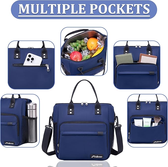 TuErCao Bule Lunch Box for Women Insulated Lunch Bag for Female Adult for Work, Lunch Cooler for Women