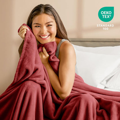 Bare Home Fleece Blanket - Throw/Travel - Ultra-Soft Lightweight for Bed, Sofa, and Couch - Luxury Microplush - Cozy Warm Blanket (Throw/Travel, Rosewood)