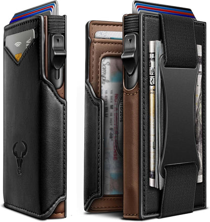 BULLIANT Men Wallet Gift Boxed,Slim Front Pocket Wallet Money Clip Card Holder 3.8"x2.7",Pop-up Access