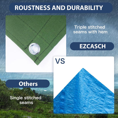 20’x30’ Canvas Tarp Heavy Duty Water Resistant Tarpaulins with Aluminum Grommets,UV Resistant, 22Mil Multipurpose Drop Cloth, 14oz Cover Sheet for Outdoor and Indoor Use with Ropes Green