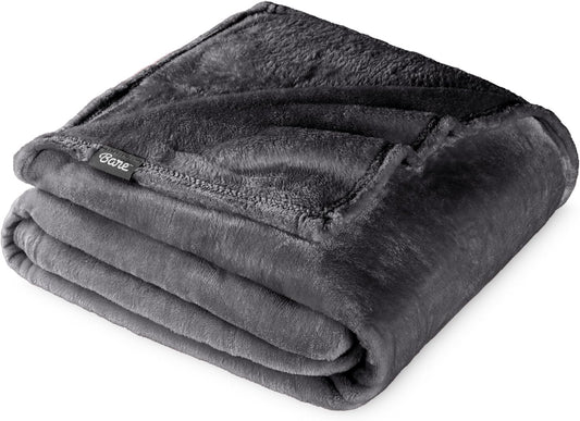 Bare Home Fleece Blanket - Full/Queen - Ultra-Soft Lightweight for Bed, Sofa, and Couch - Luxury Microplush - Cozy Warm Blanket (Full/Queen, Forged Iron Grey)
