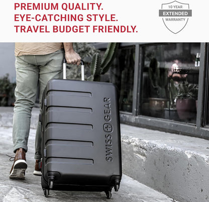 SwissGear 7366 Hardside Expandable Luggage with Spinner Wheels, Green, Carry-On 19-Inch