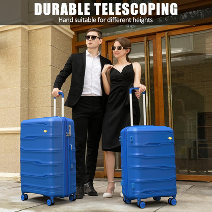 Carry On Luggage 22x14x9 Airline Approved, Hard Shell Suitcase with Spinner Wheels, PP Lightweight Luggages with TSA Lock, Carry-On Suitcases 20 Inch, Blue