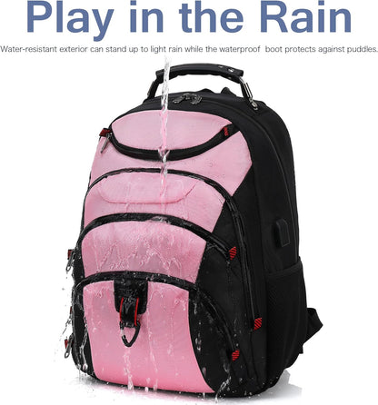 Boavan Laptop Backpack for men, 15.6 inch Laptop Bag with USB Port, Waterproof Travel Work Backpack Purse, Anti-Theft Teacher Nurse Doctor Casual Bookbags Office Business backpack，PinkBlack