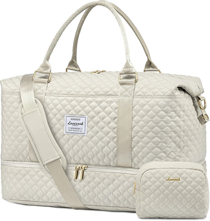 LOVEVOOK Travel Duffle Bag,Weekender Bags for Women with Shoe Compartment，Carry on Overnight Bag with Toiletry Bag,Gym Duffel Bag with Wet Pocket, Hospital Bags for Labor and Delivery