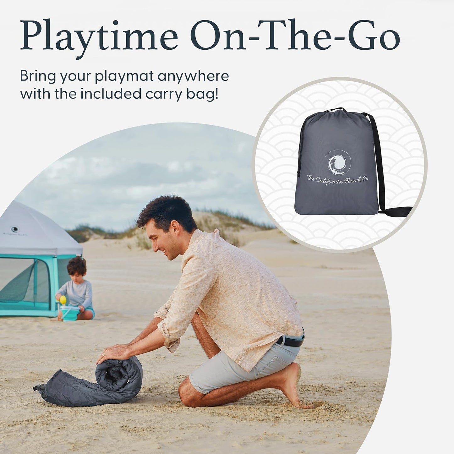 POP 'N GO PLAYPEN Baby Playmat for The Pop 'N Go Baby Playpen - 1.3" Thick Self-Inflating Playmat for Placement Underneath or for Standalone Usage - Soft and Comfy Portable Pad w/Travel Bag