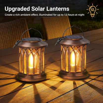 WdtPro Solar Lanterns Outdoor Hanging 6 Pack, Upgraded Bright Lantern Lights Outdoor Waterproof, Solar Powered Lantern Over 12Hrs Solar Lights for Outside Garden Yard Patio Decor (Copper)
