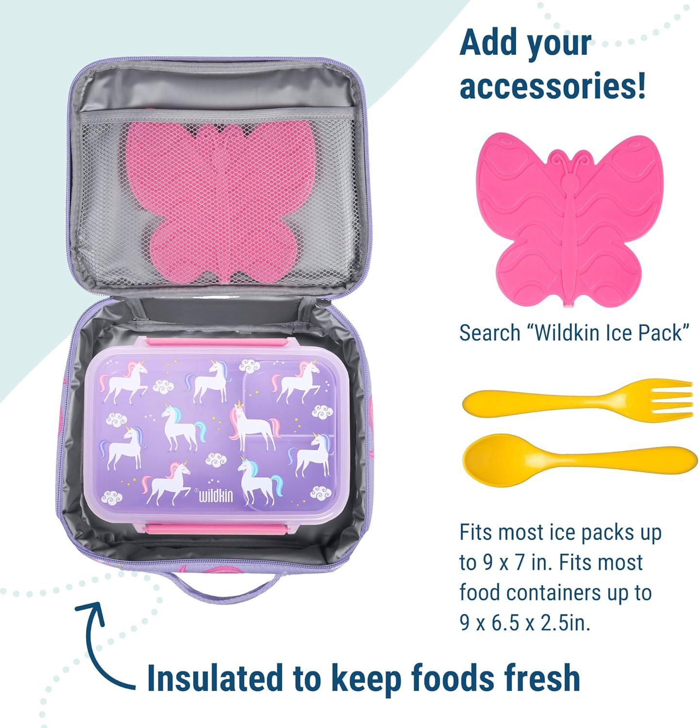 Wildkin Kids Insulated Lunch Box – Durable and Reusable for School & Travel - Pink Giraffe