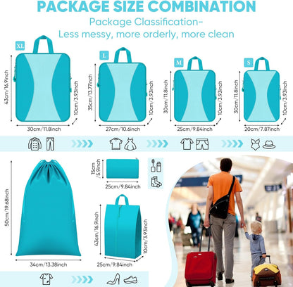 8 Set Compression Packing Cubes for Travel, Packing Cubes Compression Travel Accessories Expandable Packing Organizers for Carry on Luggage Suitcase (Gray)