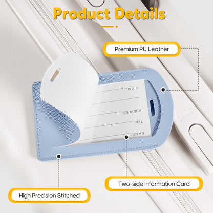 3 Pack Luggage Tags for Suitcases, TSA Approved Bag Tags, Baggage Tags with Privacy Protection, Travel Essentials Luggage Accessories, Light Blue & Brown