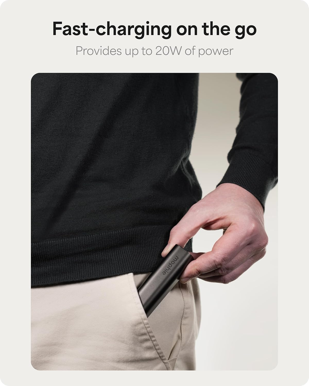 Mophie Powerstation Mini 5,000mAh Portable Power Bank (Gen 3) – Ultra-Fast USB-C PD, 20W Output, Up to One Full Phone Charge, Pocket-Sized, LED Indicator, Includes USB-C Cable, Black