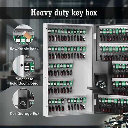WeHere 104 Keys Lock Box Wall Mount with Key Drop Slot, APP Bluetooth/OTP/Wi-Fi/Fixed Code/Key Unlock, Smart Large Key Cabinet Key Return Box for Hotel,Car Dealerships,Realtors,Office