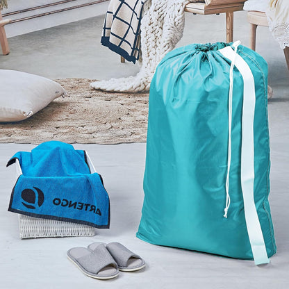 HOMEST 2 Pack XL Nylon Laundry Bag with Strap, Large Dirty Garments Organizer, Easy Fit a Hamper or Clothing Basket, Can Carry Up to 4 Loads of Clothes, Grey and Sky Blue