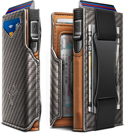 BULLIANT Men Wallet Gift Boxed,Slim Front Pocket Wallet Money Clip Card Holder 3.8"x2.7",Pop-up Access
