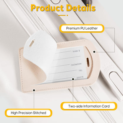 3 Pack Luggage Tags for Suitcases, TSA Approved Bag Tags, Baggage Tags with Privacy Protection, Travel Essentials Luggage Accessories, Ivory