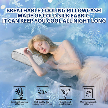 Memory Foam Pillows - Cervical Neck Pillow for Pain Relief, Ergonomic Side Sleeper Pillow for Sleeping, Orthopedic Contour Neck Pillows for Neck and Shoulder Pain with Cooling Pillowcase, Cream