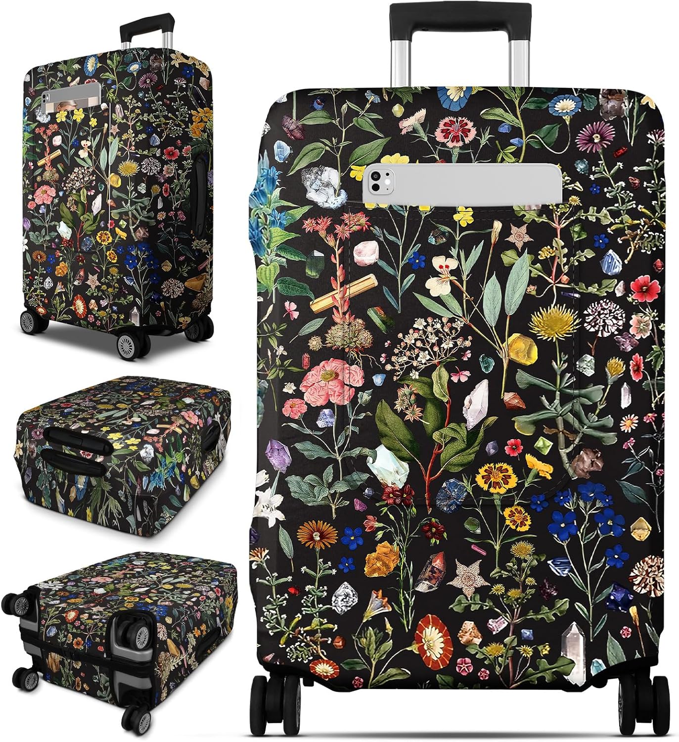 Slohif Luggage Cover for Suitcase Tsa Approved Protector - Luggage Sleeve Large Suit Case Cover Travel Stretch Baggage Case Protective Washable Fit 28-30 Inch Flower L