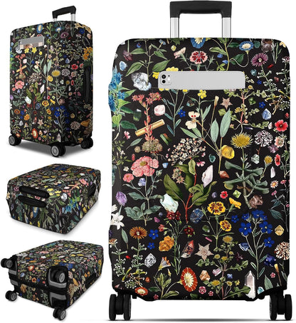 Slohif Luggage Cover for Suitcase Tsa Approved Protector - Luggage Sleeve Large Suit Case Cover Travel Stretch Baggage Case Protective Washable Fit 28-30 Inch Flower L