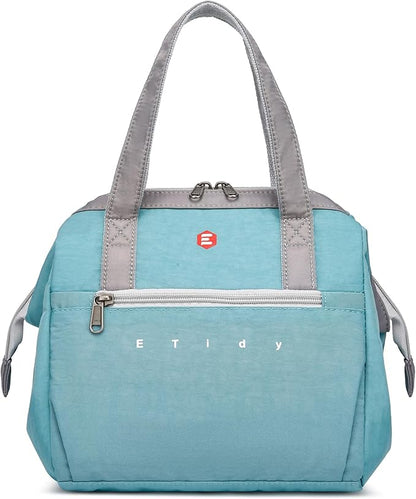 ETidy Fashionable & Lightweight Reusable Lunch Bag Large Capacity Waterproof & Leak Proof Lunch Box Insulated Cooler Lunch Tote For Women Adult To Work Travel Outdoor(Blue)