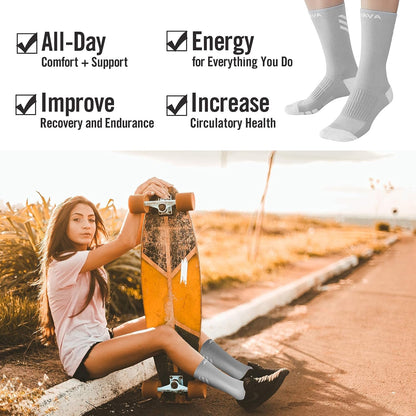 DOVAVA Dri-tech Compression Crew Socks (4/6 Pairs), Comfort Boost Circulation