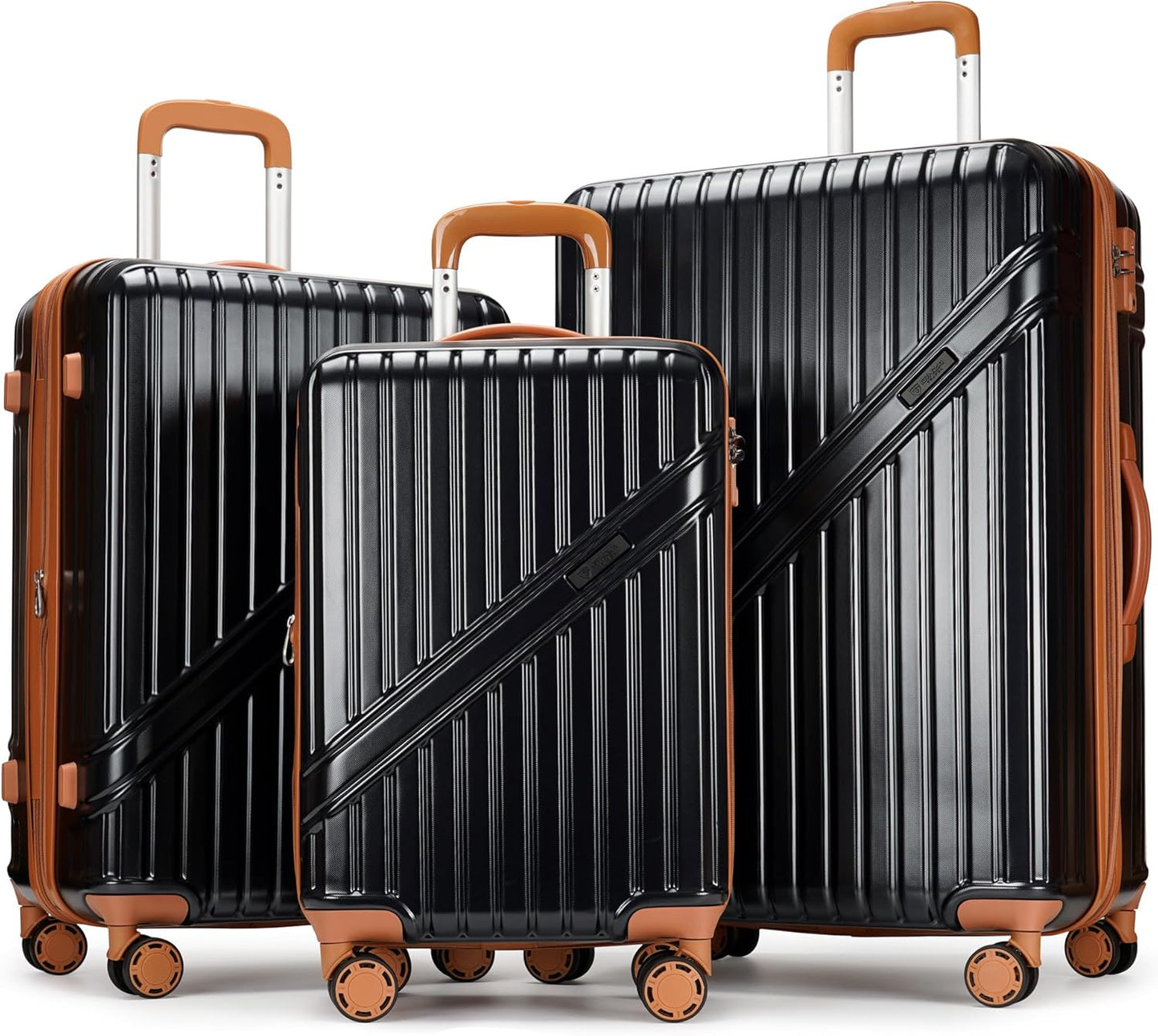 GinzaTravel Luggage Sets 3-Piece Expandable Suitcases with Wheels PC+ABS Durable Hardside Luggage sets TSA lock