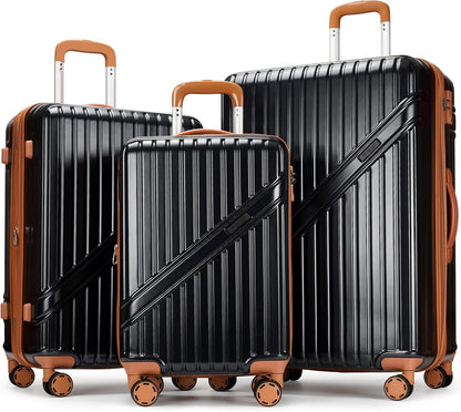 GinzaTravel Luggage Sets 3-Piece Expandable Suitcases with Wheels PC+ABS Durable Hardside Luggage sets TSA lock