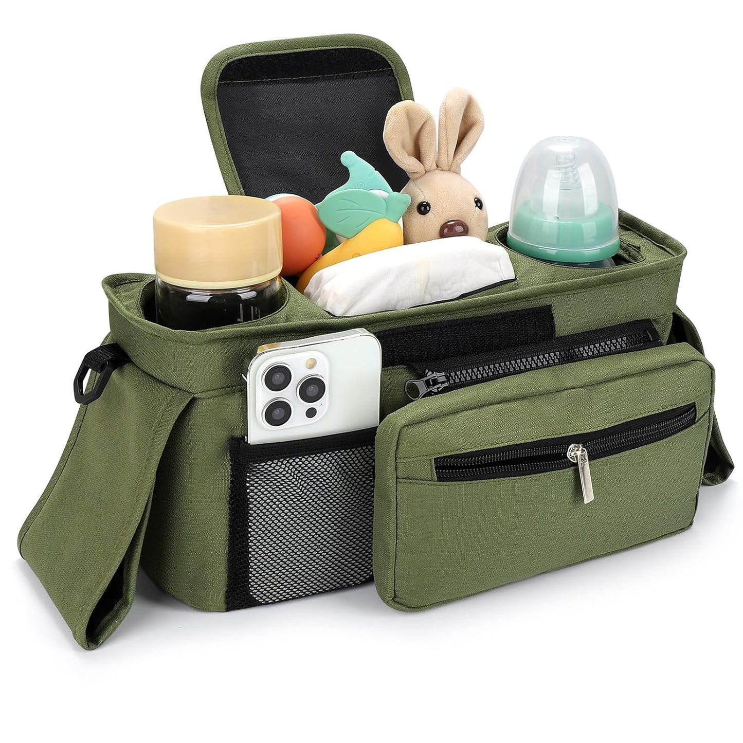 Accmor Universal Stroller Organizer with Insulated Cup Holder Detachable Phone Bag and Shoulder Strap,Stroller Bag Caddy Organizer Fits for Uppababy, Baby Jogger, Britax Strollers