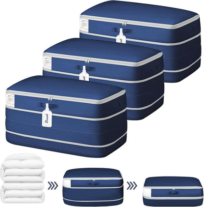 DIMJ Comforter Storage Bag - 100L Large Capacity Blanket Storage Compression Bags, Washable Space Saving Self Compression Organizer with Window Handles, Space Saver for Clothes, Bedding, Sheet