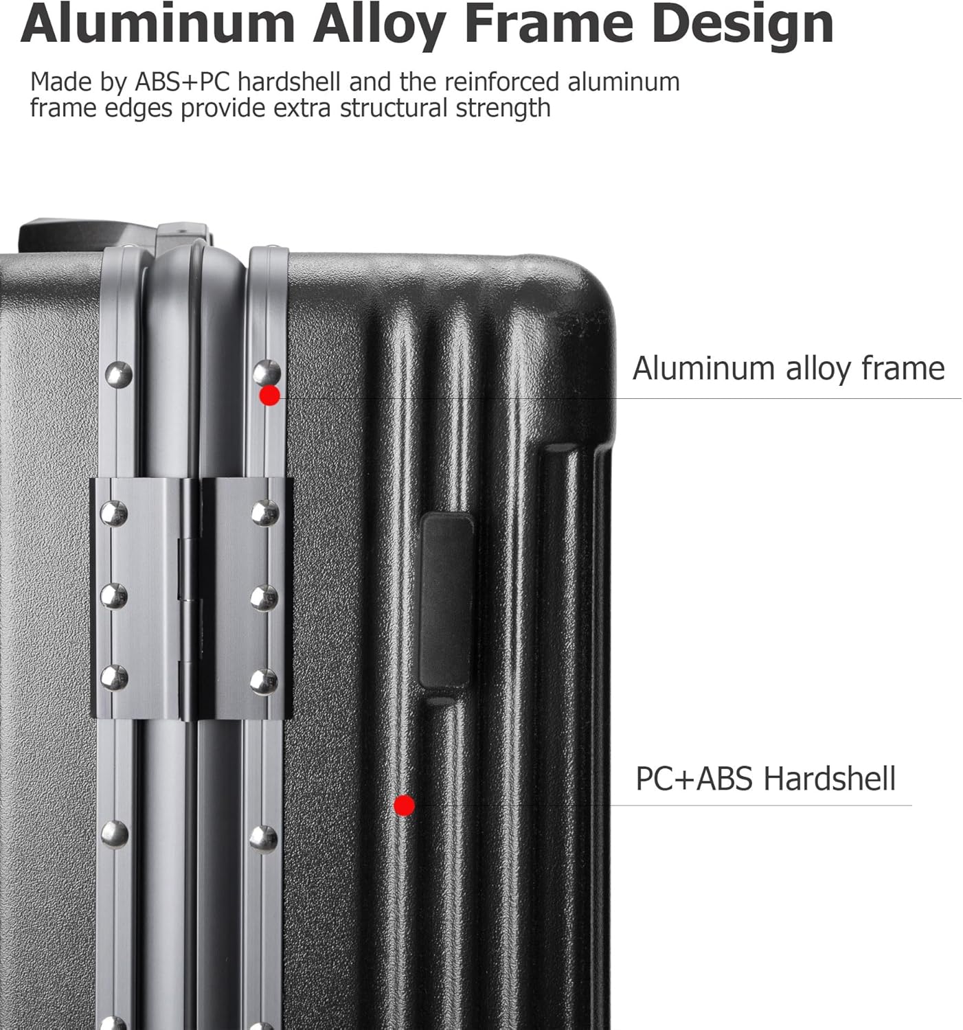 feilario 24in Aluminium Frame PC Hard Shell Spinner Wheels Luggage, Built-In TSA lock Carry on Suitcase, with Cup Holder, USB Port, Phone Holder