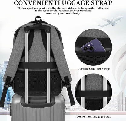 Backpack for Women Men, School Backpack for Boys Girls Teens, Work Computer BookBag, 15.6 inch Laptop Water Resistant Anti Theft Backpack Gifts for men women, Grey