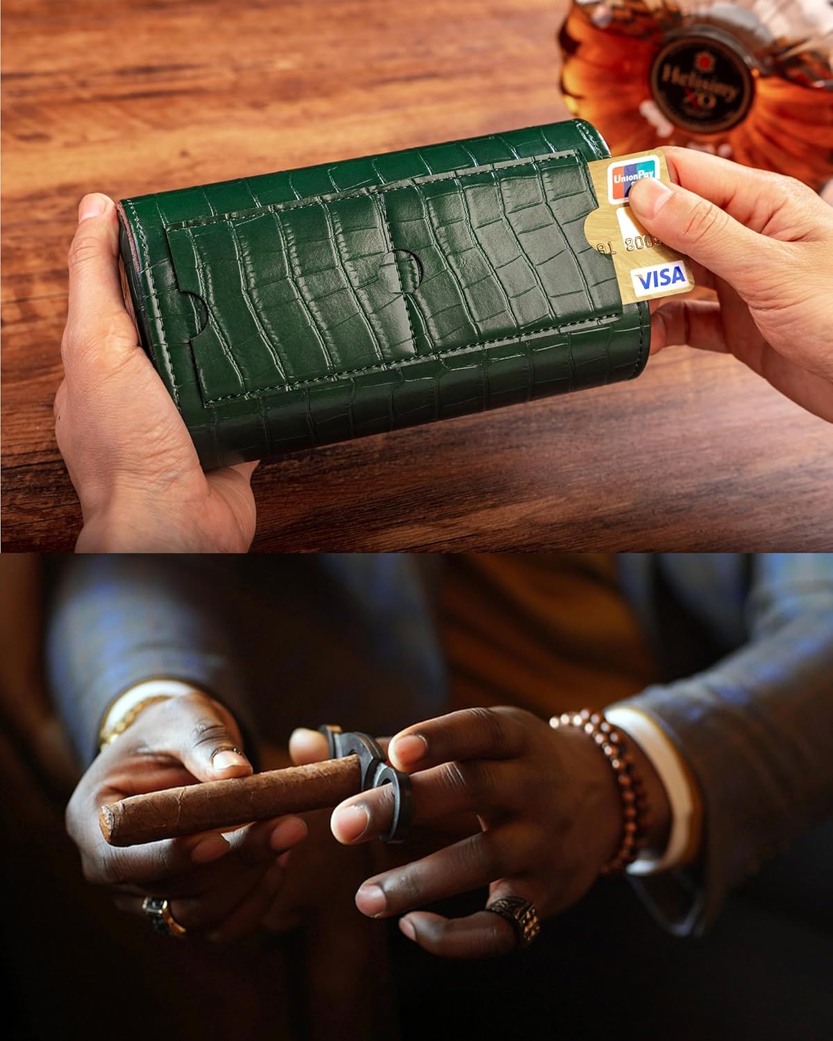 MR.OKAY 2 Watch Travel Case-Classic Leather Watch Case With Superb Texture.(Portable Watch Roll Or Organizer For Storage And Display).Festival Gift For Men, All Handcrafted By Artisans.