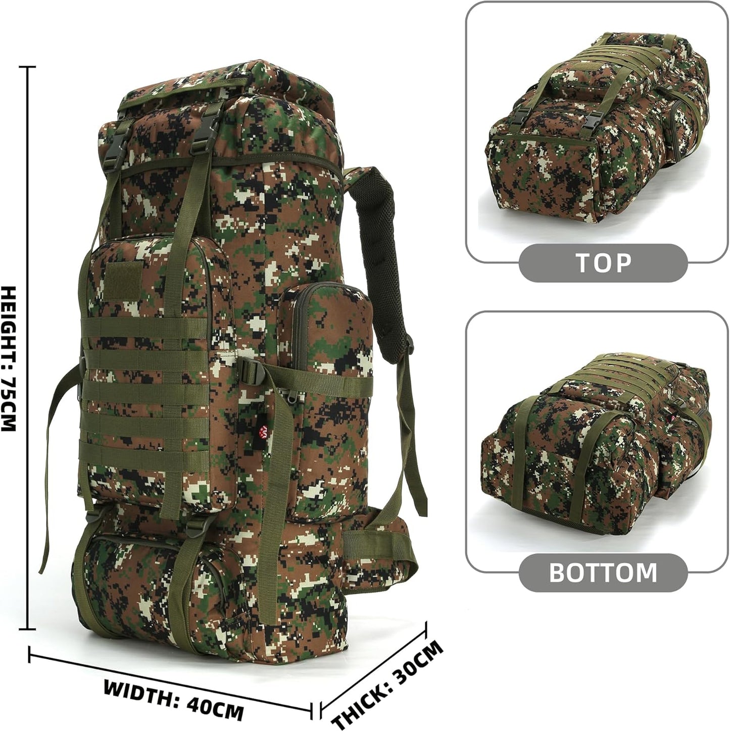 King'sGuard 70L Camping Hiking Backpack Tactical Backpack Military Molle Rucksack Backpack for Outdoor