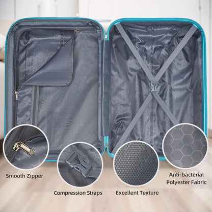LARVENDER Luggage Sets 5 Piece Hardside Expandable Suitcase with Wheels Lock,PC+ABS Hardside Lightweight Rolling Suitcase for Women and Men,Cotton Candy