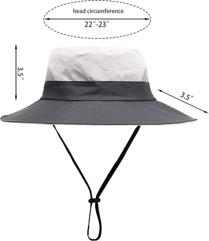 Womens Summer Sun Hat Beach Hat Wide Brim Outdoor UV Protection Hat Foldable Cool Mesh Ponytail Bucket Hat