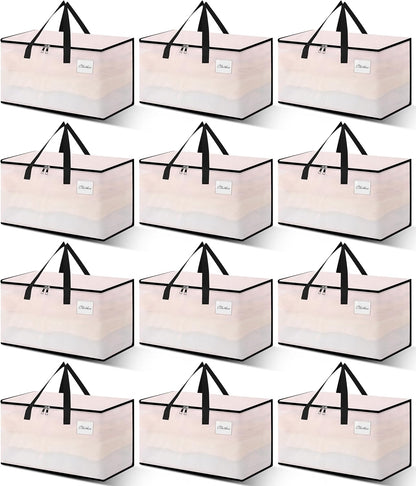 Heavy Duty Moving Bags - Extra Large Packing Bags and Storage Totes, Collapsible and Foldable Option for Moving and Storage, Clear, 125 L - 12 Pack