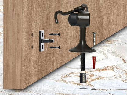 QCAA Solid Brass Door Stop, 3-15/16" Height, US10B ORB(Oil-Rubbed Bronze), Made in Taiwan, 1 Pack
