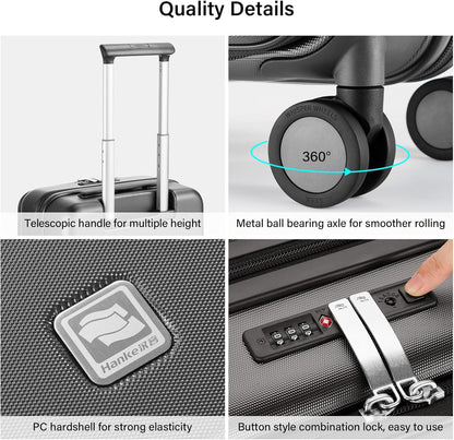 Hanke Hardside Expandable Checked Luggage, 24 Inch Top Opening Trunk Luggages with Spinner Wheels, All-PC Hard Shell Suitcase, Lightweight TSA Checked-Medium(Graphite Grey, 83L)