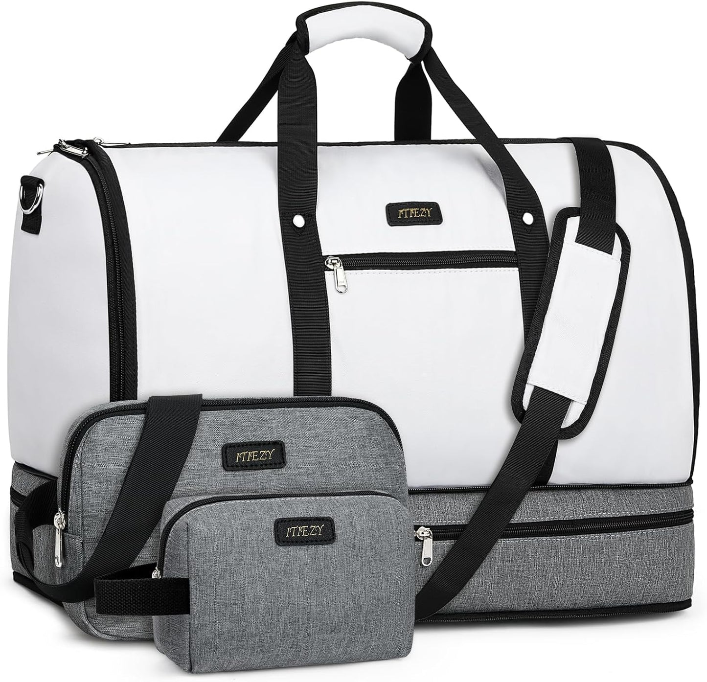 Garment Duffle Bag for Travel - Convertible Carry on Garments Duffel Bags Travel Bag for Women Men Large Weekender Bag with Shoes Compartment 3 in 1 Hanging Clothes Suit Dress Bag 3pcs Set