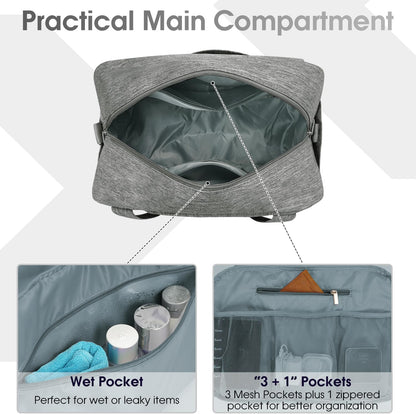 Narwey 18" Carry on Bag Underseat Luggage for Airplane Spirit Airlines Personal Item Bag Travel Duffel Bag Small Gym Bag Weekender Overnight Bag with Wet Pocket for Women and Men (Grey)