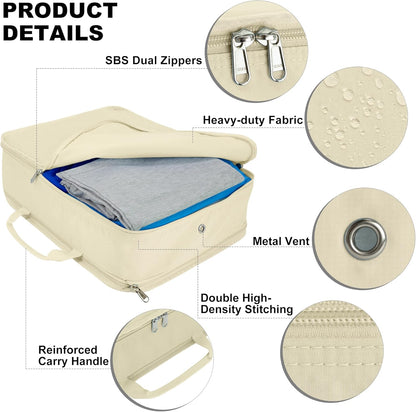 Extra Large Compression Packing Cubes for Travel Essentials, 2 Set Expandable Travel Cubes for Packing Bags Suitcase Organizer, Beige