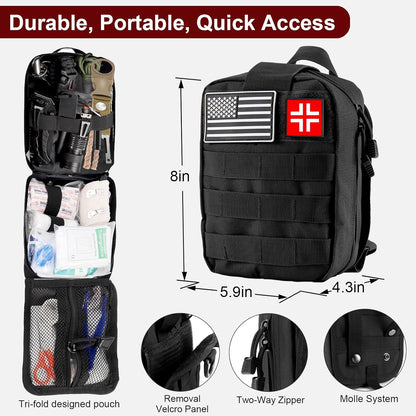 Gifts for Father's Day Men - 118-in-1 Survival Kits - Military-Grade Survival Gear for Outdoor Adventures, Disaster Preparedness, Car/Home/Office Emergency Kit with First Aid Supplies