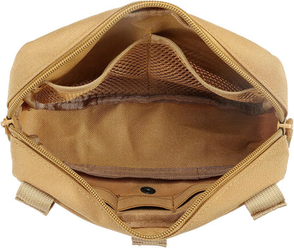 Tactical Molle Admin Pouch Utility Laser Cut EDC Tool Pouch Bag Horizontal Modular Pouches Include US Flag Patch and Keychain