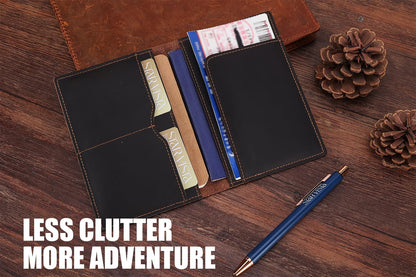 STAR VISTA Albatross Leather Travel Passport Holder, Minimalist Design, Full Grain Leather Case for Women and Men - Slim Passport Wallet, Bifold, RFID Blocking, Dark Chocolate