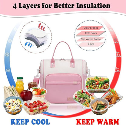 Aesthetic Lunch Box for Women Preppy Insulated Lunch Bag for Young Ladies College Lunch Tote Bag School Supplies Accessories