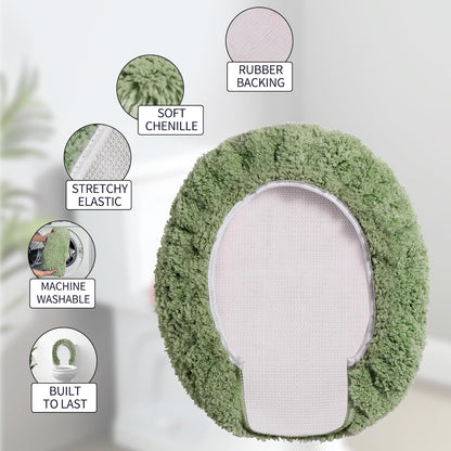 Microfiber Elongated Toilet Seat Cover 19.5"x 15" Machine Washable Solid Toilet Lid Cover Adjustable Rubber Backing Fits Most 18-19.5" L x 14-16" W Elongated Toilet Seat
