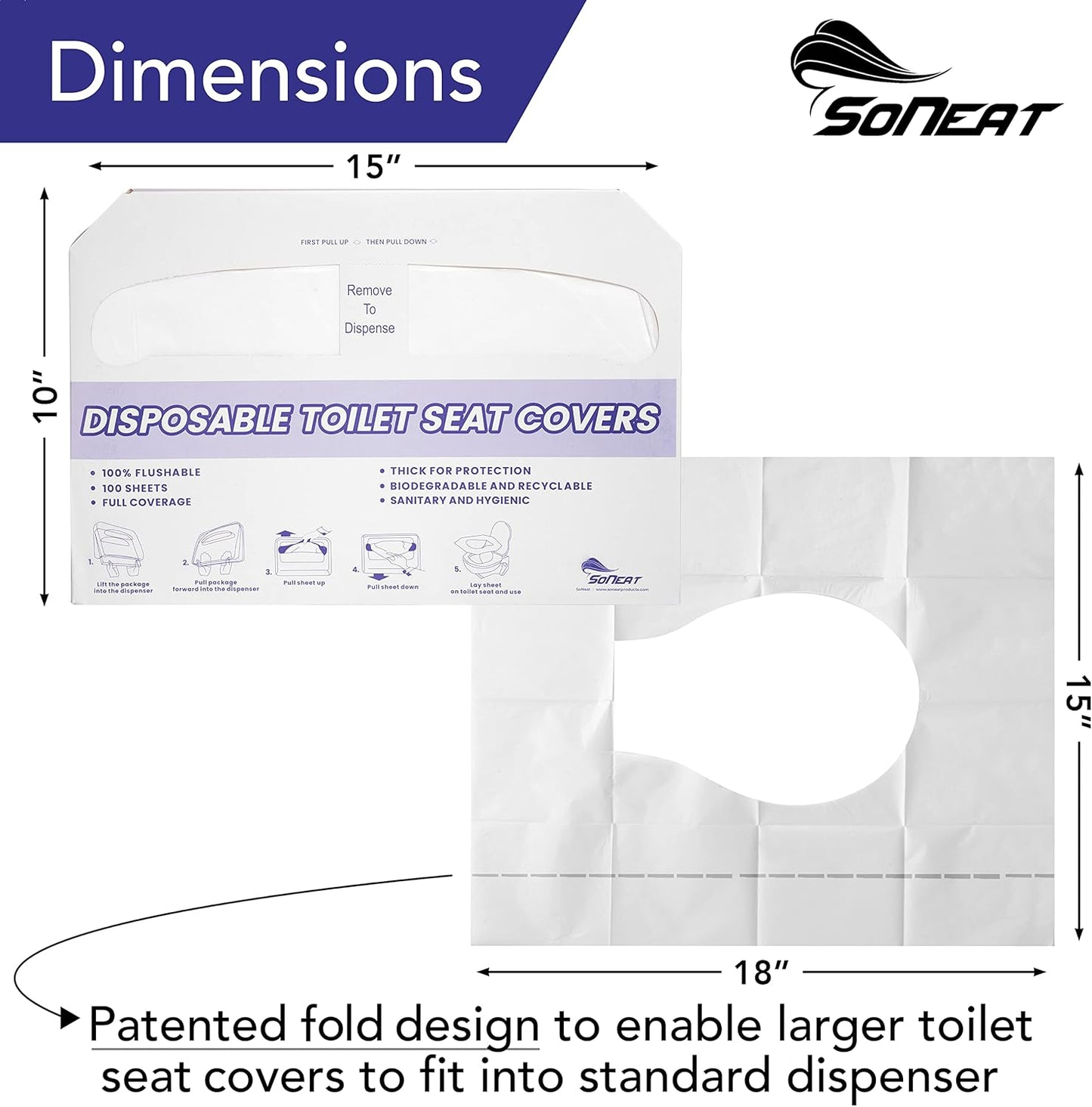 Disposable Toilet Seat Cover - 400 Sheets of XL Half Fold Flushable Toilet Seat Covers for Commercial, Public Facilities and Potty Training, Premium Toilet Paper Cover, Regular (4 Pack)