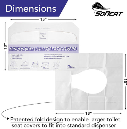 Disposable Toilet Seat Cover - 200 Sheets of XL Half Fold Flushable Toilet Seat Covers for Commercial, Public Facilities and Potty Training, Premium Toilet Paper Cover, Regular (2 Pack)